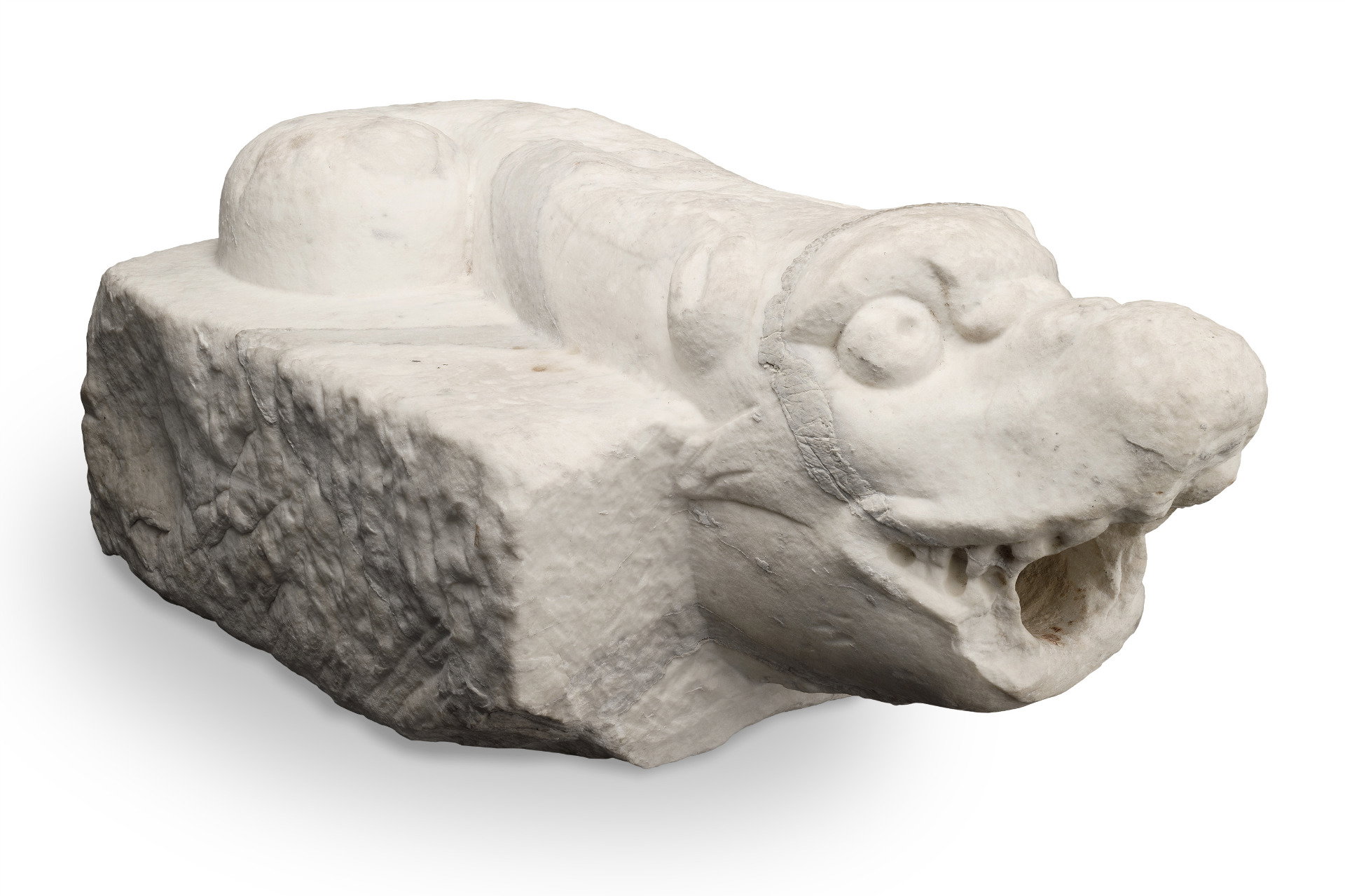 Bocca di fontana in forma di mostro marino, marmo di Carrara. Italia, fine del secolo XVI 